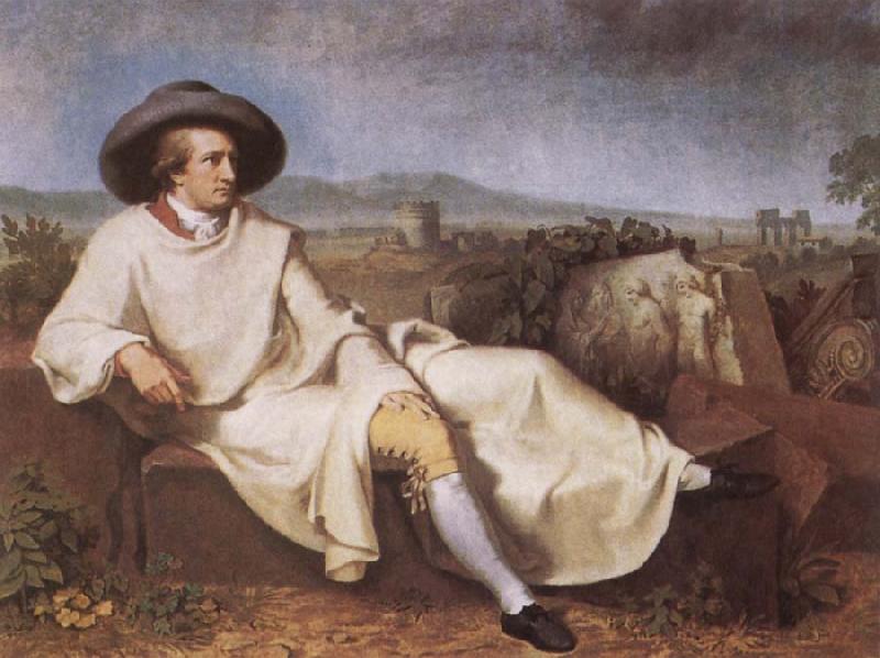 TISCHBEIN, Johann Heinrich Wilhelm Goethe in the Roman Campagna Sweden oil painting art
